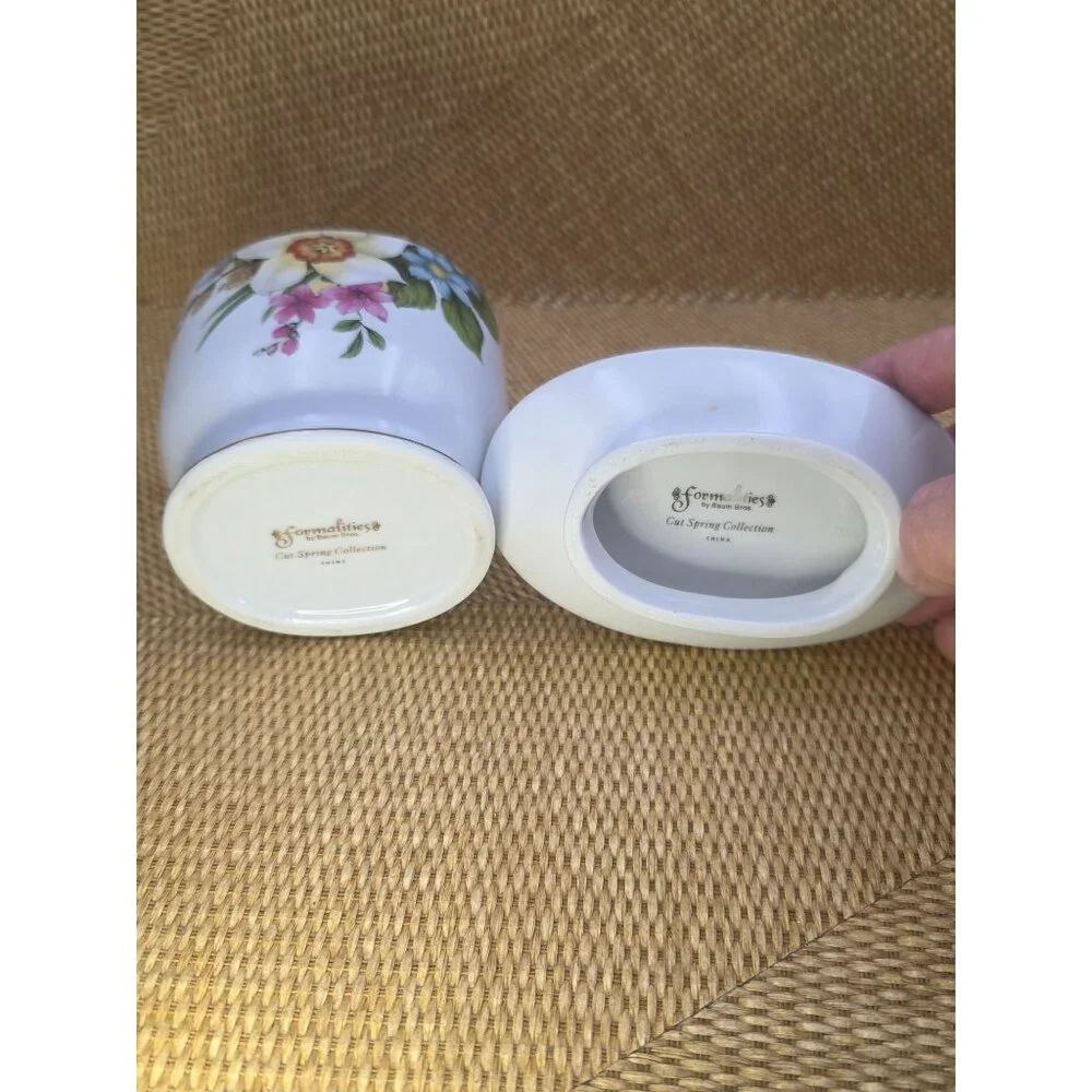 Baum Bros Porcelain Toothbrush Holder & Soap Dish‎ Floral Design Bathroom Decor